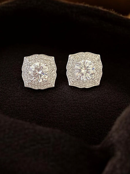 Solitaire Design Sterling Silver Studs