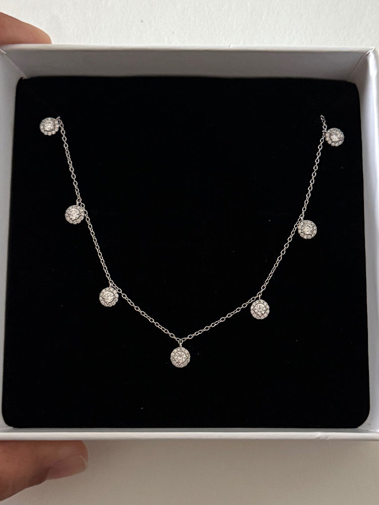 Solitaire Charm Sterling Silver Chain Necklace