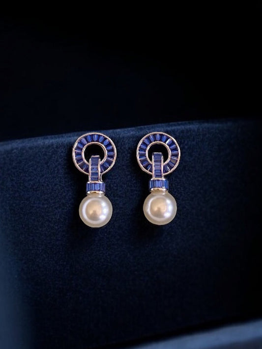 Blue Pearl Earrings Sterling Silver Earrings