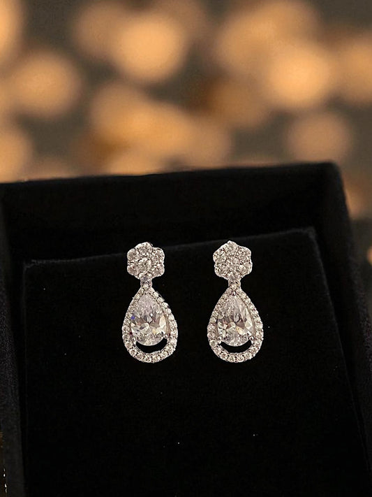 White Drop Earrings Sterling Silver Earrings