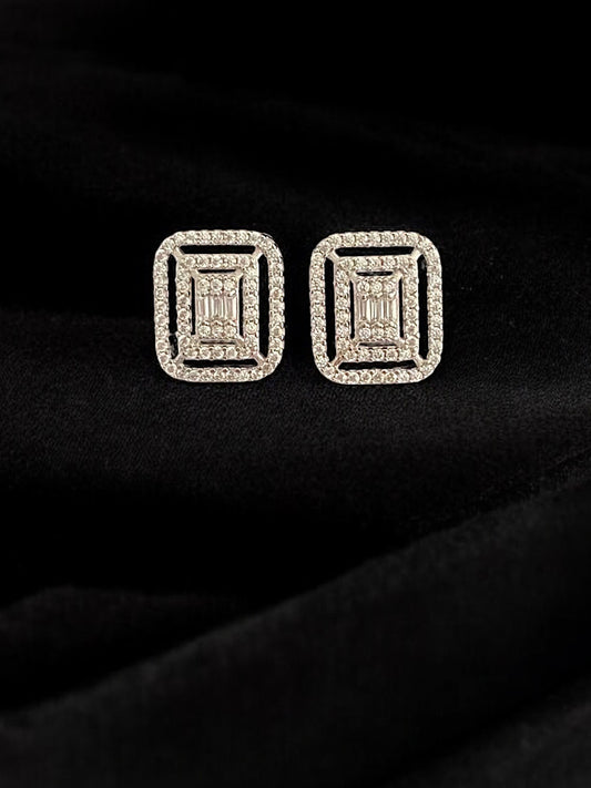 Emerald Design Sterling Silver Studs With Screw Back