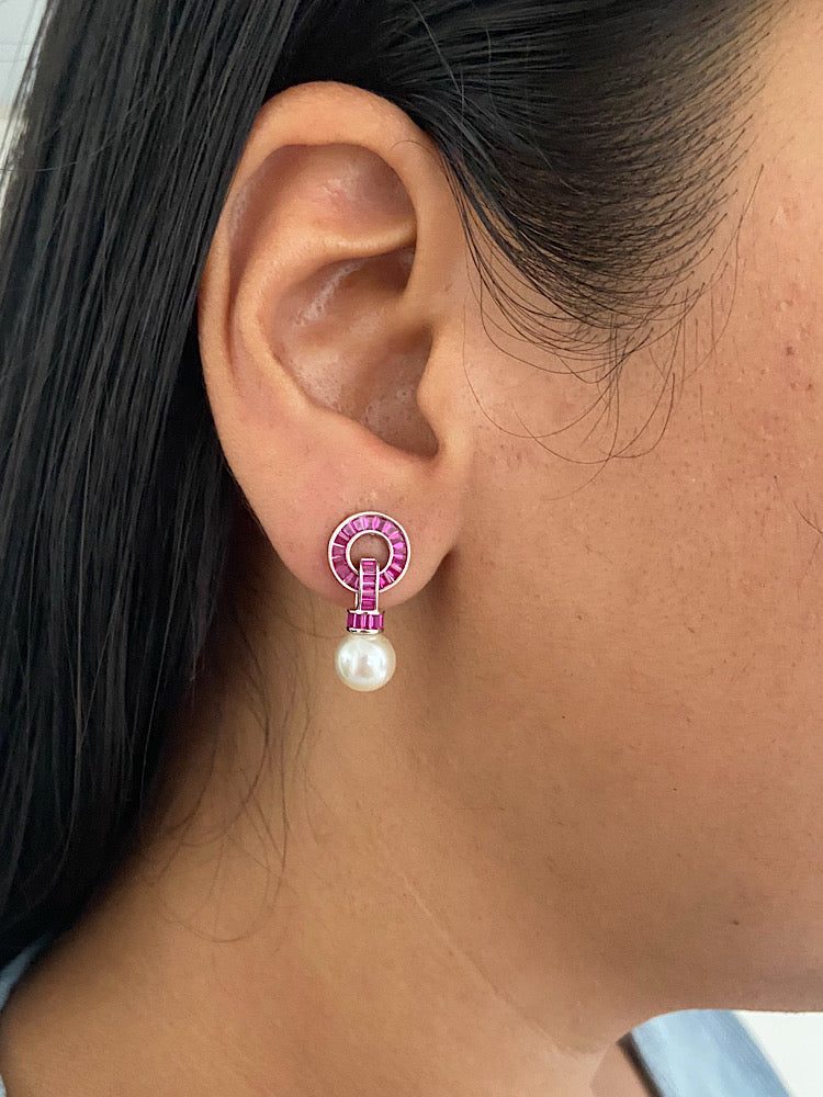 Pink Pearl Earrings Sterling Silver Earrings