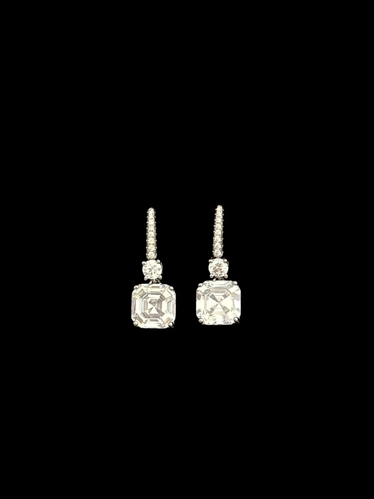 White Stone Earrings Sterling Silver Earrings