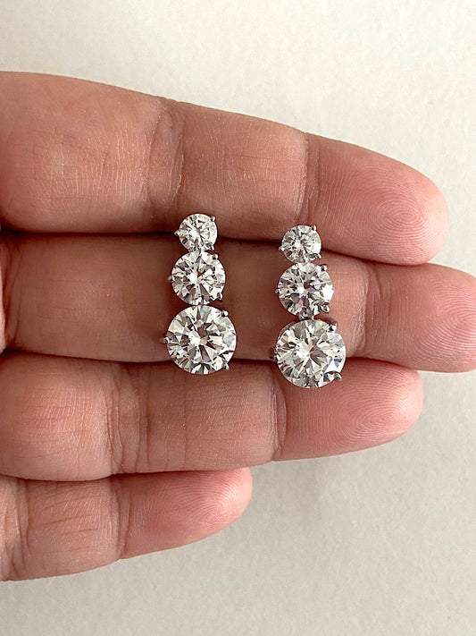 Sterling Silver Drop Solitaire Earrings