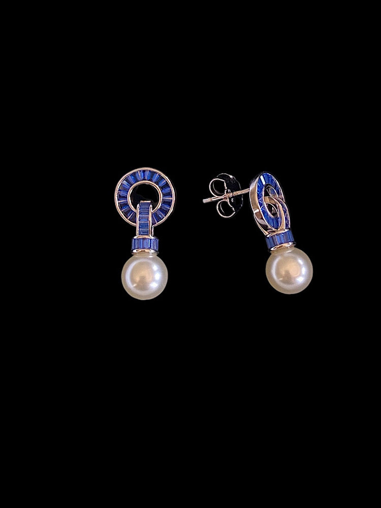 Blue Pearl Earrings Sterling Silver Earrings