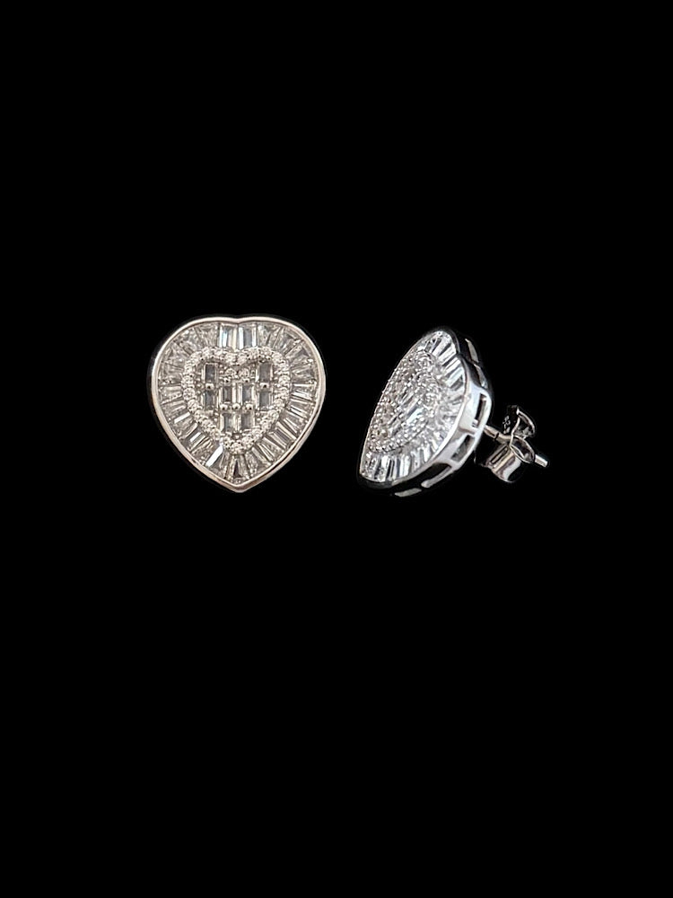 Heart Design Sterling Silver Studs