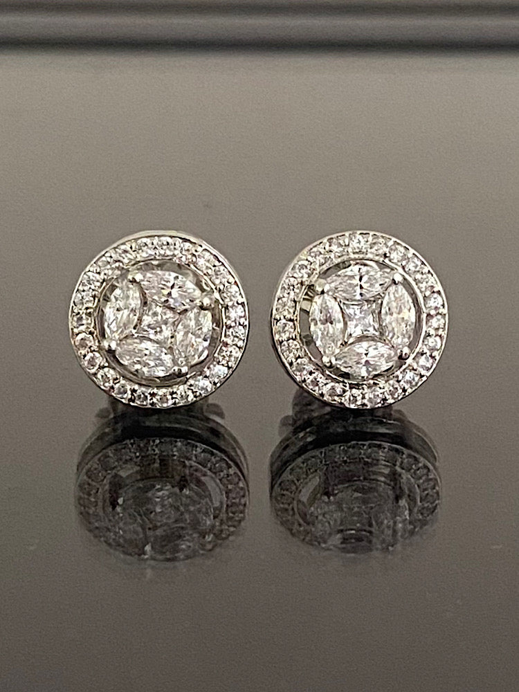 Sterling Silver Design Solitaire Studs