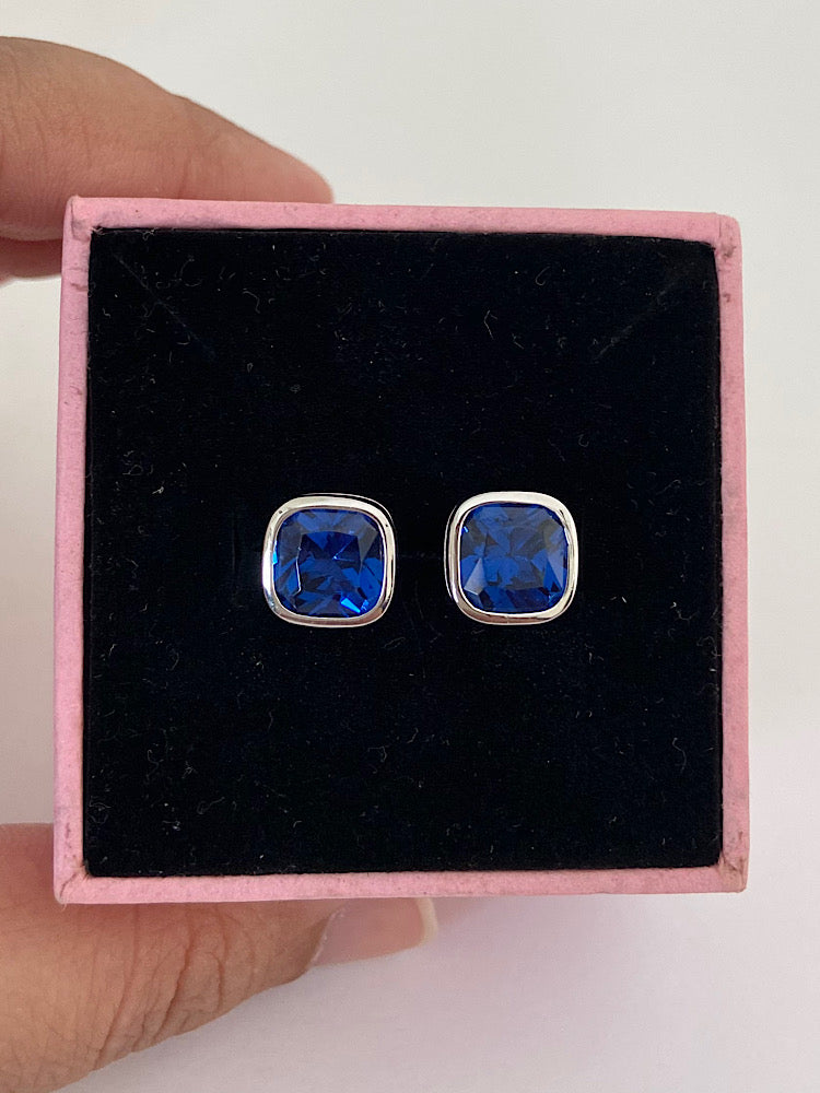 Blue Studs Sterling Silver Earrings