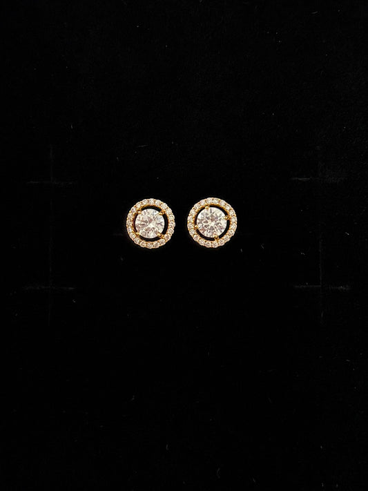 Gold Plated Sterling Silver Solitaire Studs With Screw Back