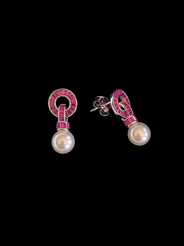 Pink Pearl Earrings Sterling Silver Earrings