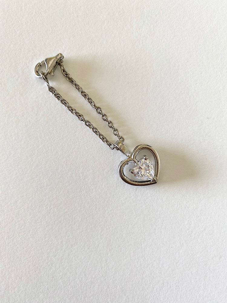 Heart Solitaire Silver Watch Charm