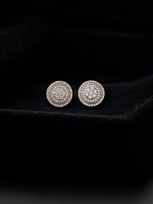 Round Design Silver Solitaire Studs