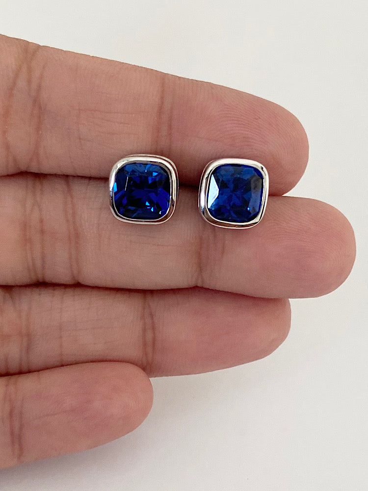 Blue Studs Sterling Silver Earrings