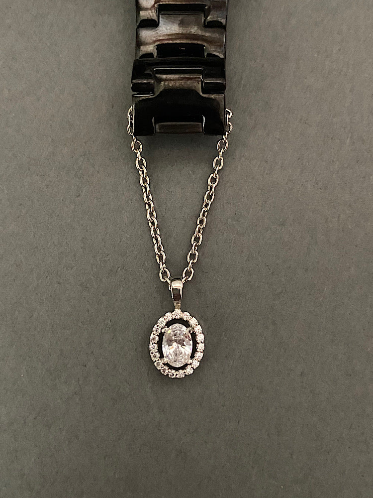 Oval Solitaire Silver Watch Charms