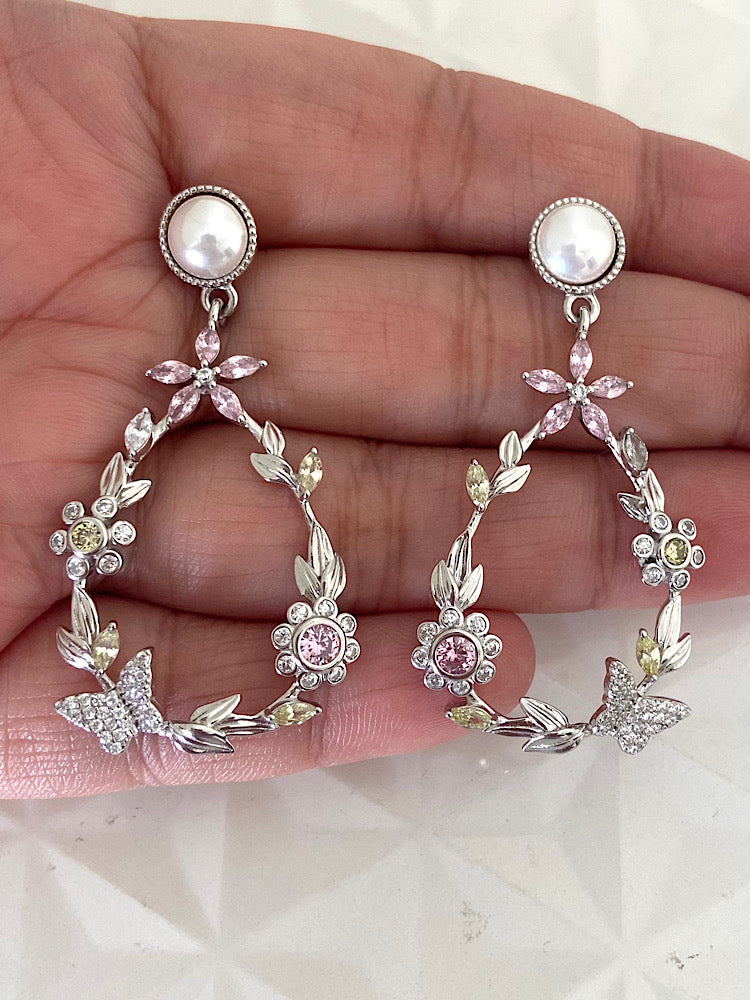 Silver Floral Dangler Earring