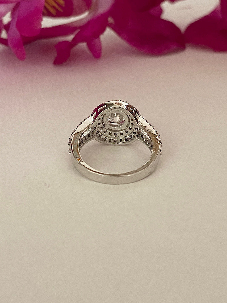 Silver Solitaire Designer Ring