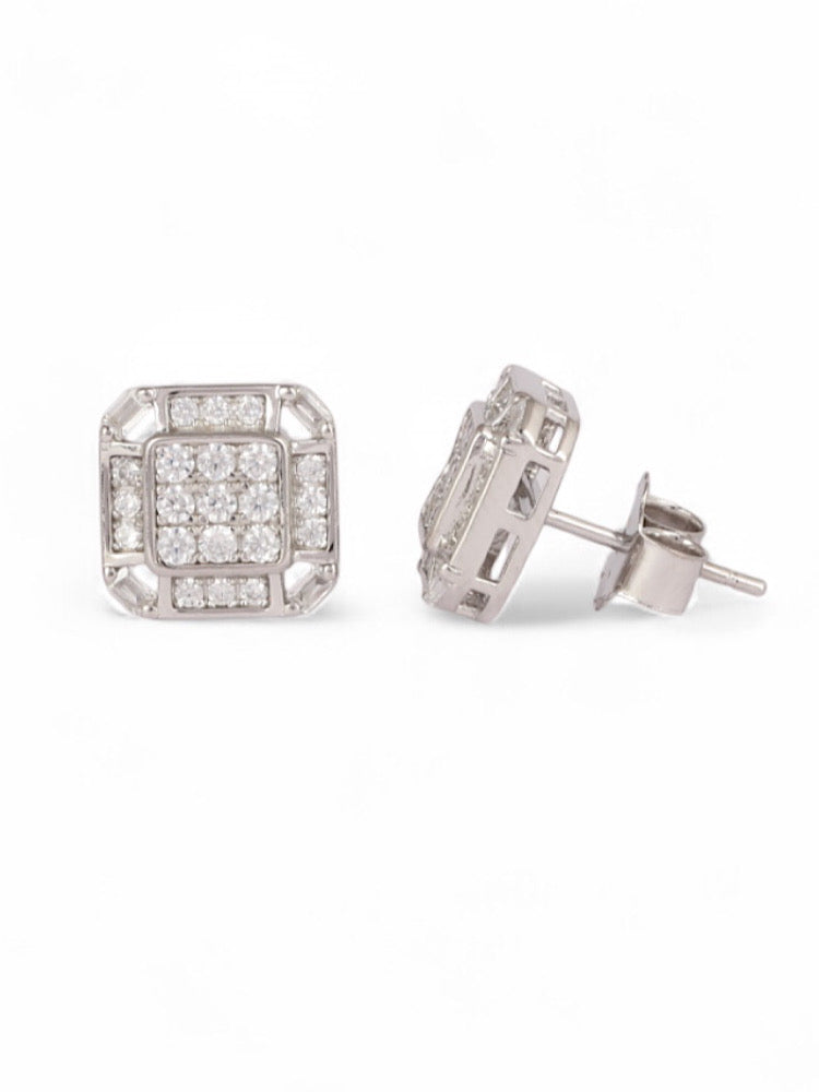 Silver Design Solitaire Studs