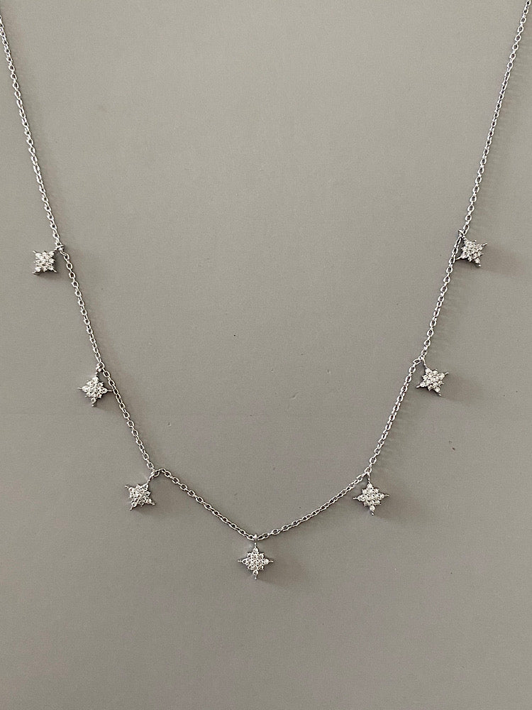 Sparkle Charm Sterling Silver Chain Necklace
