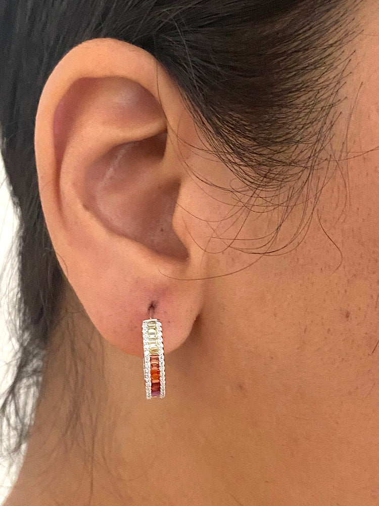 Round Colourful Sterling Silver Hoops Earrings