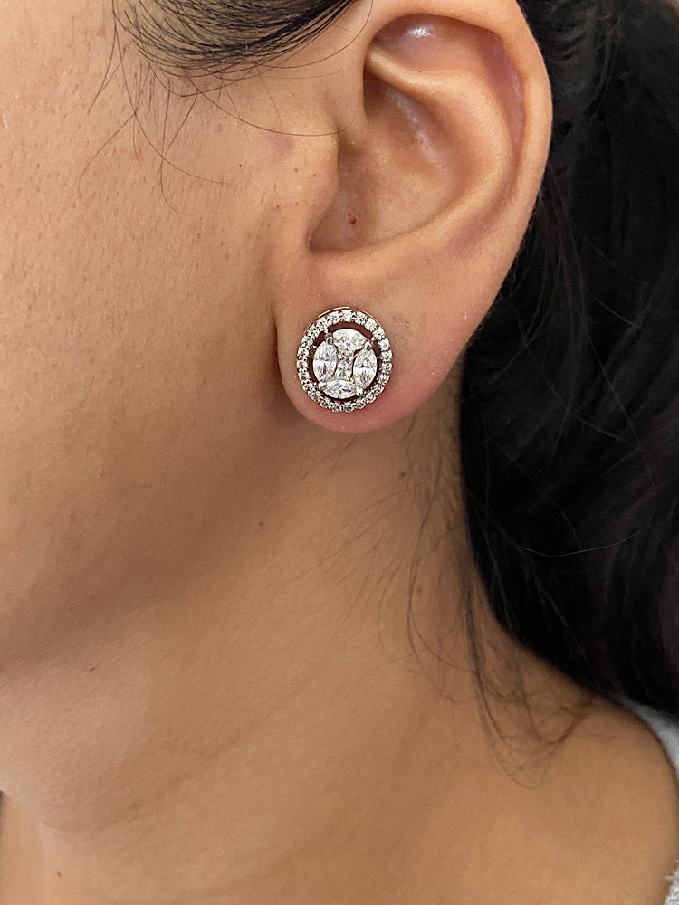 Silver Solitaire Oval Studs