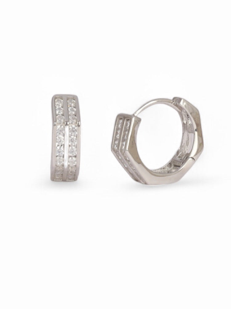 Hexa Sterling Silver Hoops Earrings