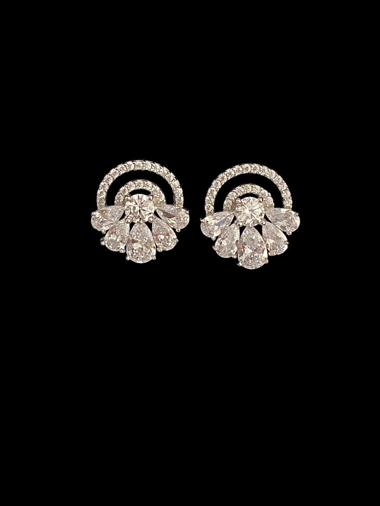 Floral Design Solitaire Sterling Silver Studs