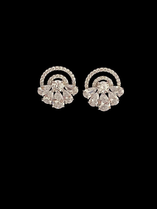 Floral Design Solitaire Sterling Silver Studs