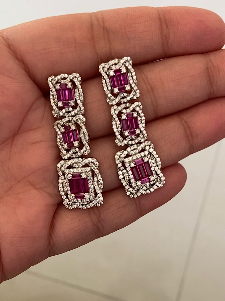 Noor Dark Pink Colour Earrings – sljewels.in