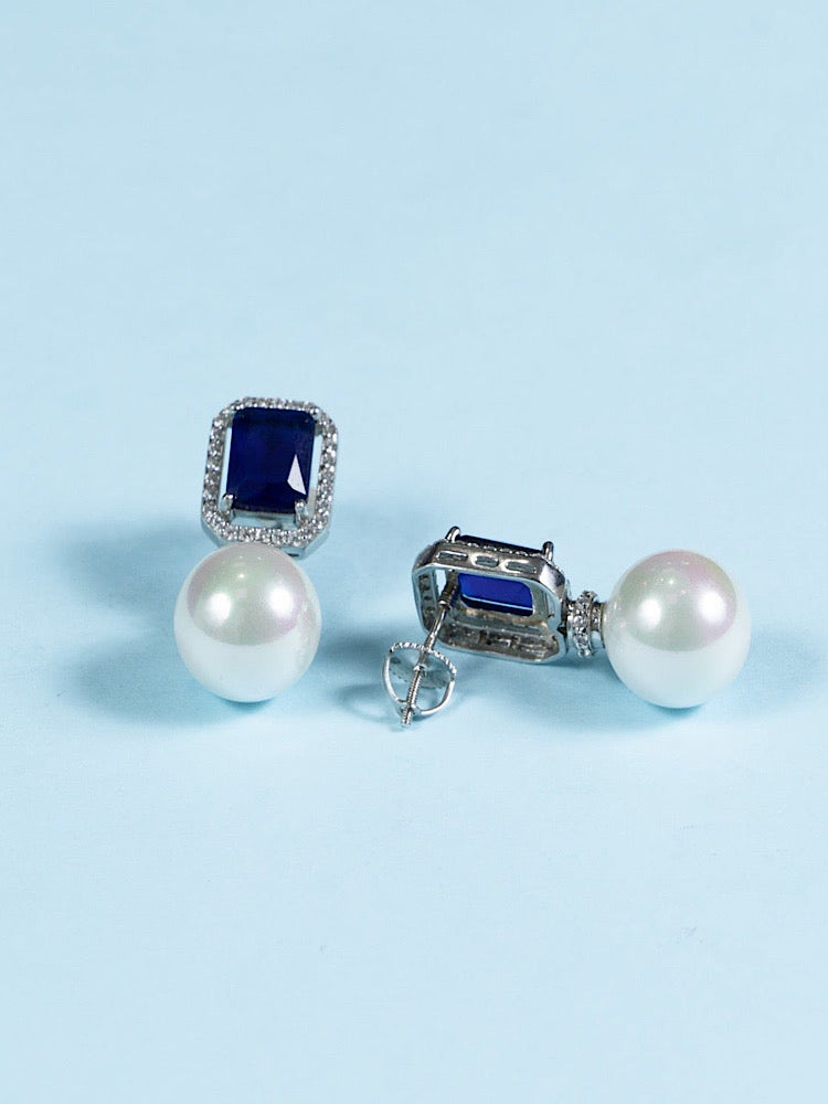 Electric Blue Mini 3-stone single stud earring – Hi June Parker