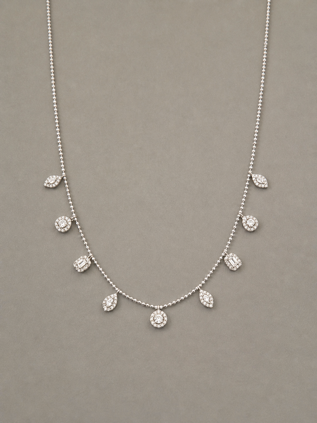 925 Sterling Silver Different Stone Charm Chain Necklace