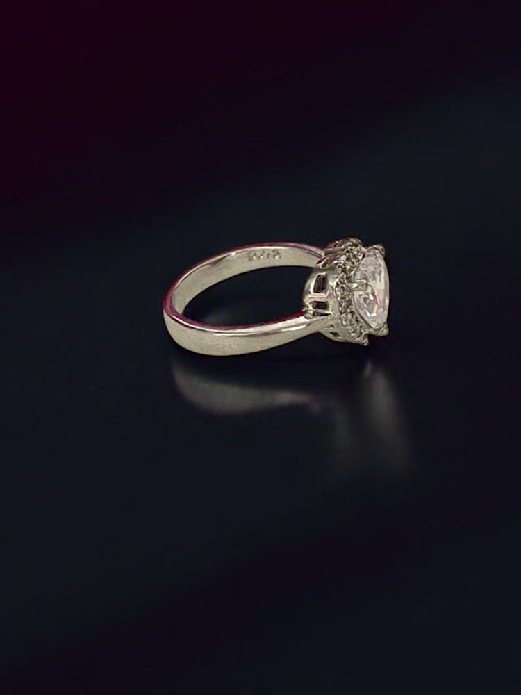 Silver Heart Solitaire Ring