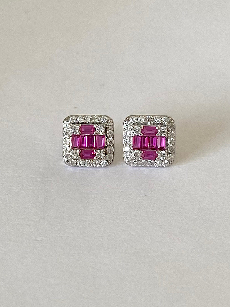 Pink Sterling Silver Studs Earrings