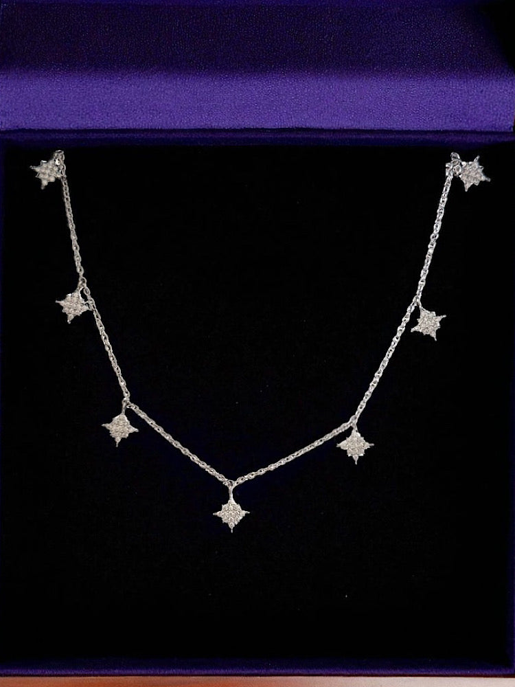 Sparkle Charm Sterling Silver Chain Necklace