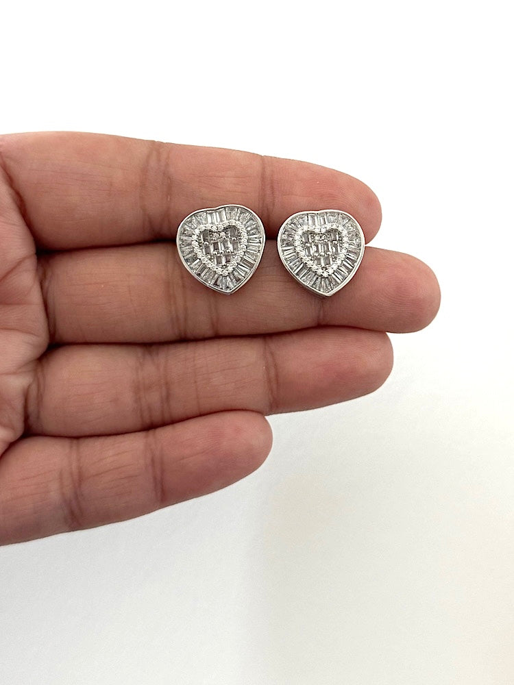 Heart Design Sterling Silver Studs