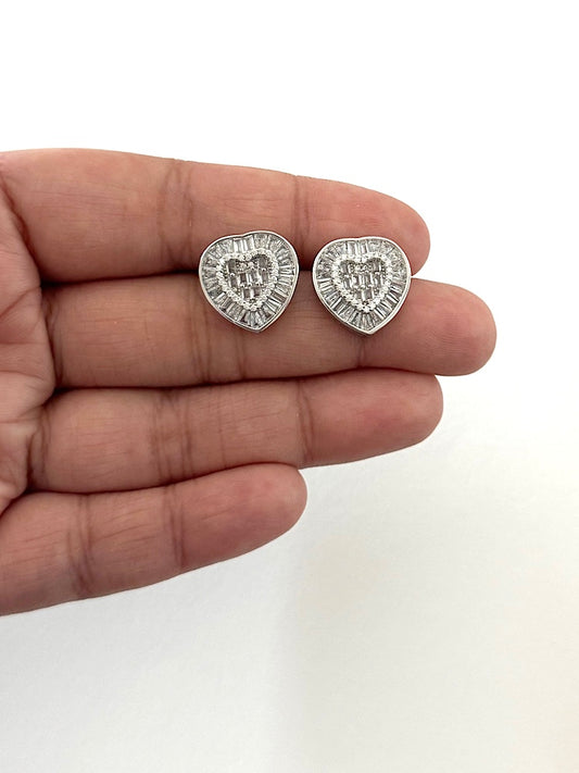 Heart Design Sterling Silver Studs