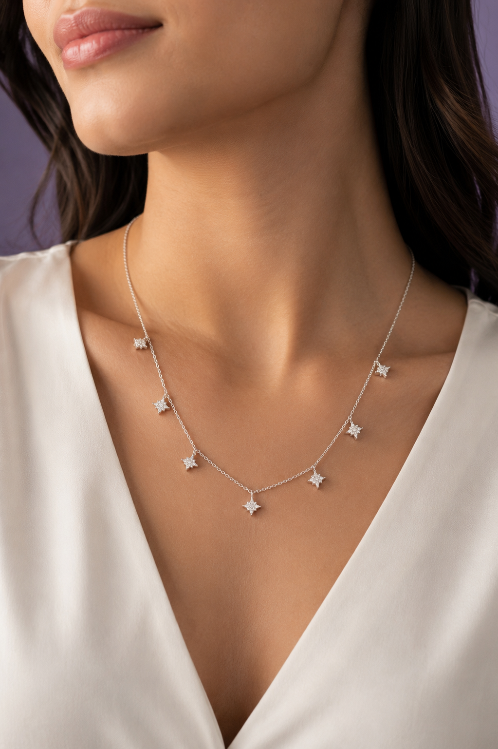 Sparkle Charm Sterling Silver Chain Necklace