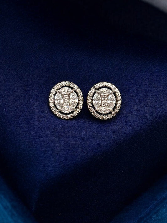 Silver Solitaire Oval Studs