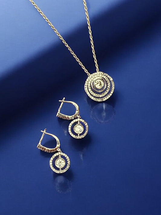 Silver Halo Pendant & Bali Earrings Set(without chain)