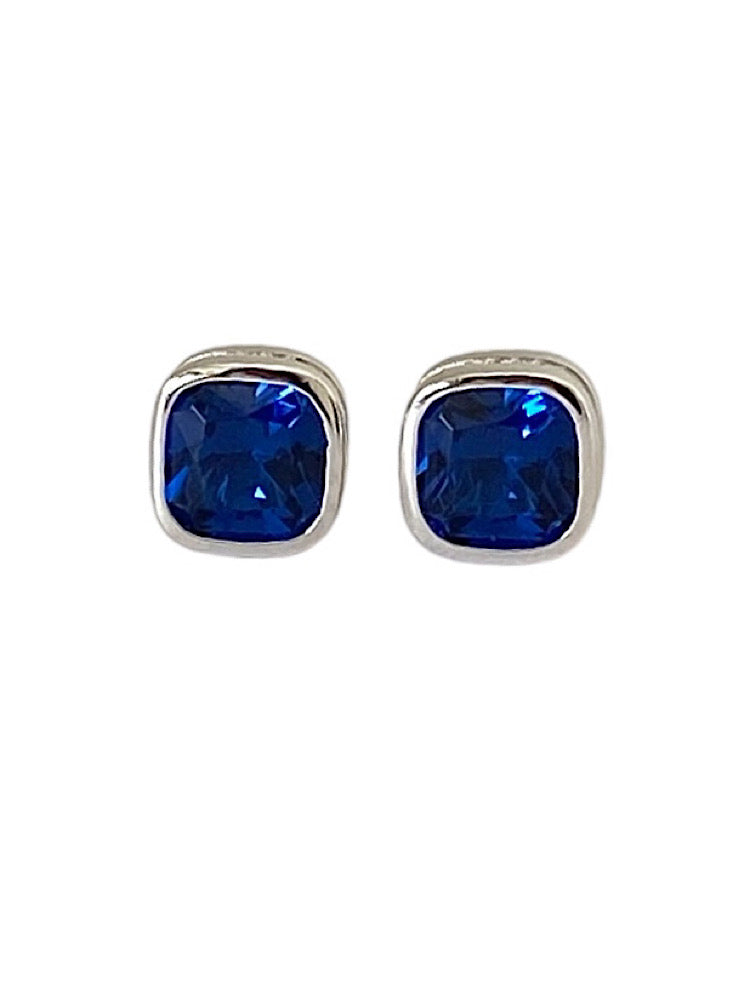 Blue Studs Sterling Silver Earrings