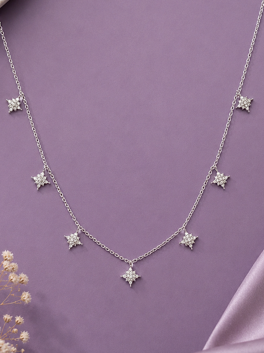 Sparkle Charm Sterling Silver Chain Necklace