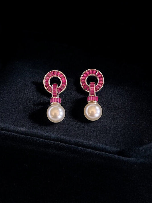 Pink Pearl Earrings Sterling Silver Earrings