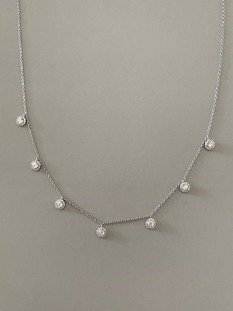Solitaire Charm Sterling Silver Chain Necklace