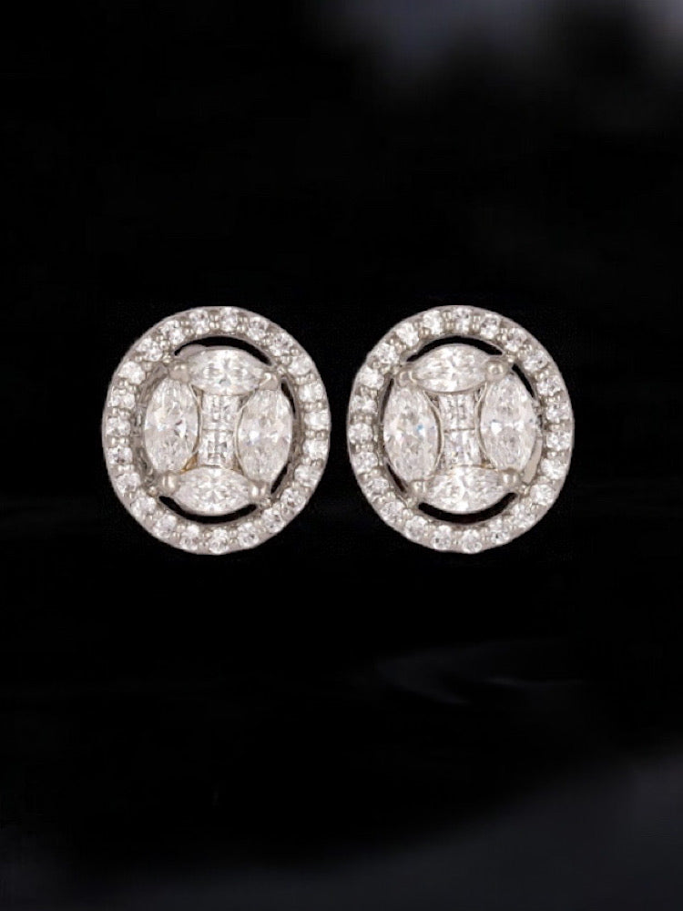 Silver Solitaire Oval Studs