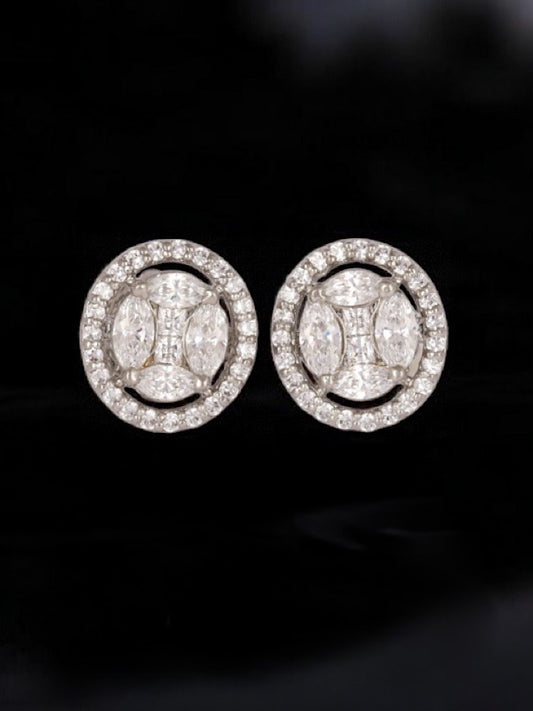 Silver Solitaire Oval Studs