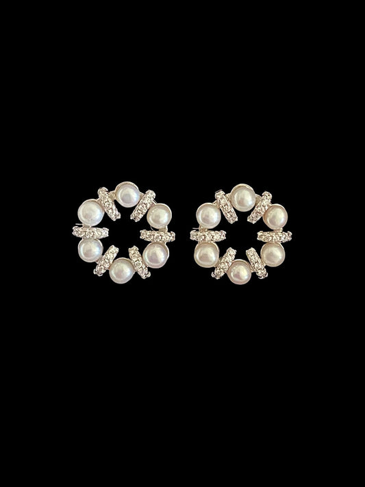 Pearl Floral Sterling Silver Earrings