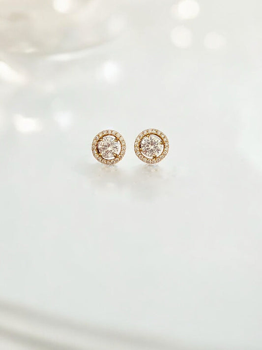 Gold Plated Sterling Silver Solitaire Studs With Screw Back
