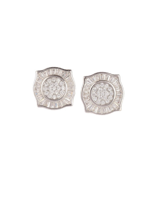 Silver White Studs Earrings