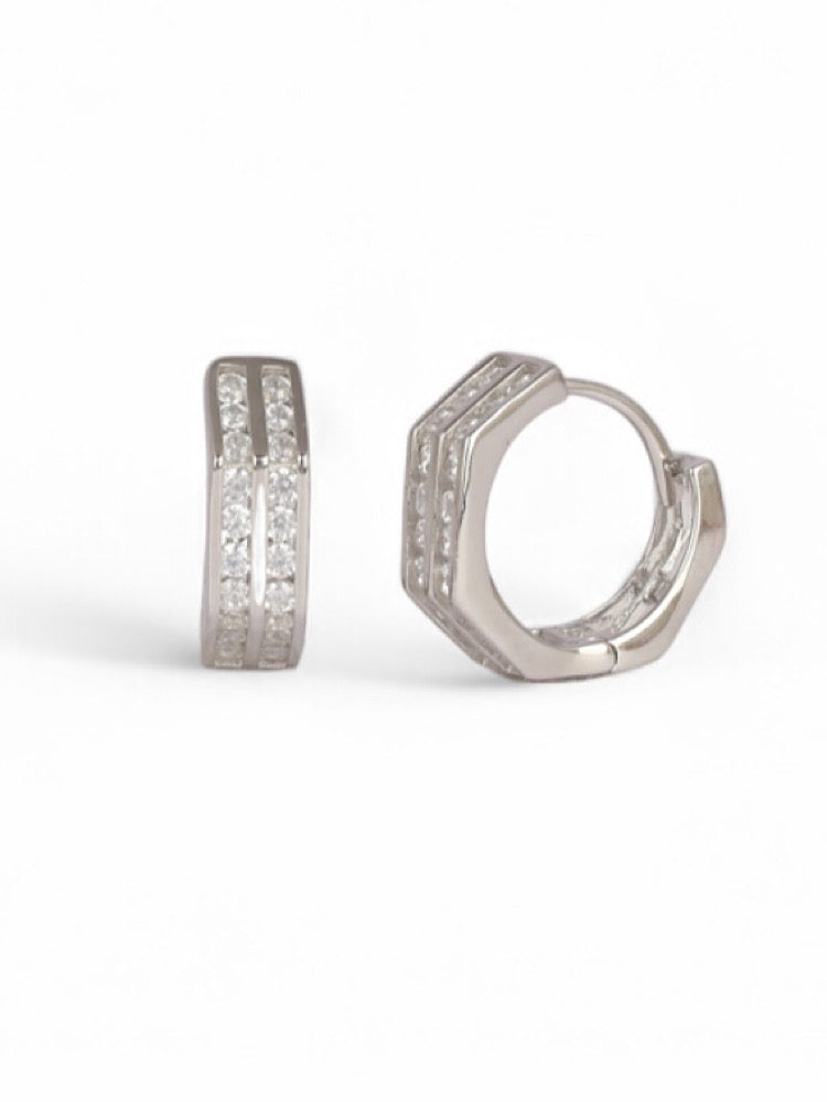 Hexa Sterling Silver Hoops Earrings