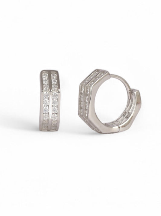 Hexa Sterling Silver Hoops Earrings