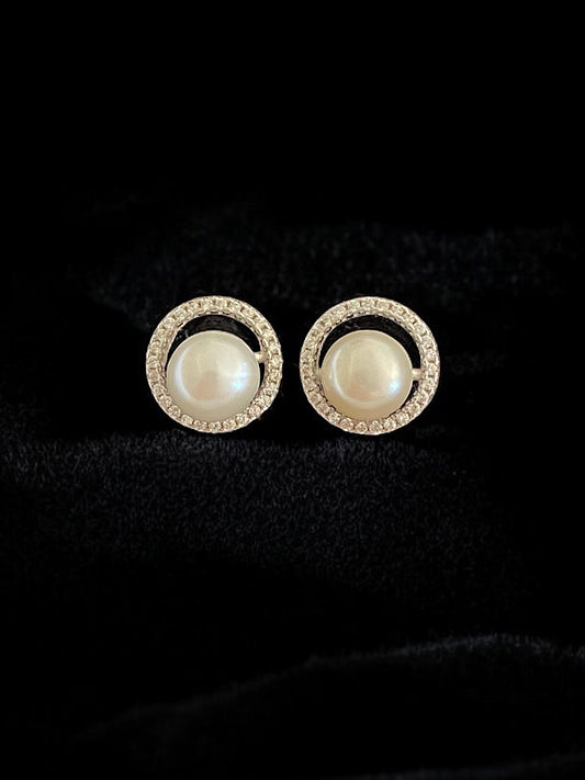 Round Floral Sterling Silver Earrings